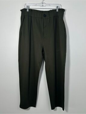 Zara Women’s XL Olive Green High Rise Paperbag Waist Tapered Pants NWT